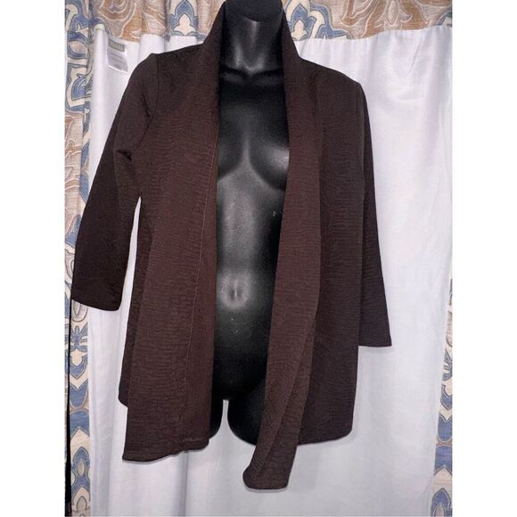 GREAT CONDITION WOMEN Chicos Easywear Cardigan Womens brown Slinky Open Front Sw - Picture 1 of 5